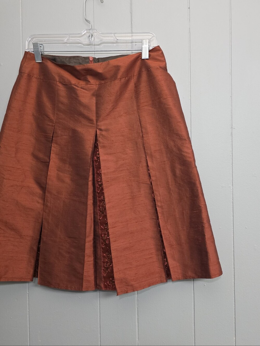 S. Oliver Women Rust Orange Crafted Silk Knee Length Skirt Size 38 - Picture 3 of 10